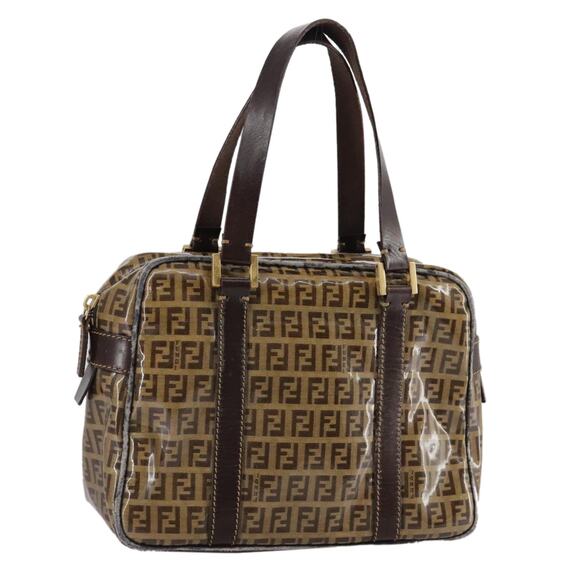FENDI Zucchino Canvas Hand Bag Brown Gold - Picture 1 of 13